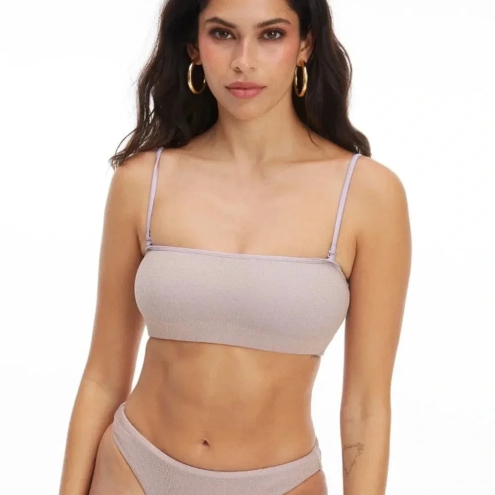 SALE‼️Good American Sparkle Better Band Purple Bandeau Bikini Top